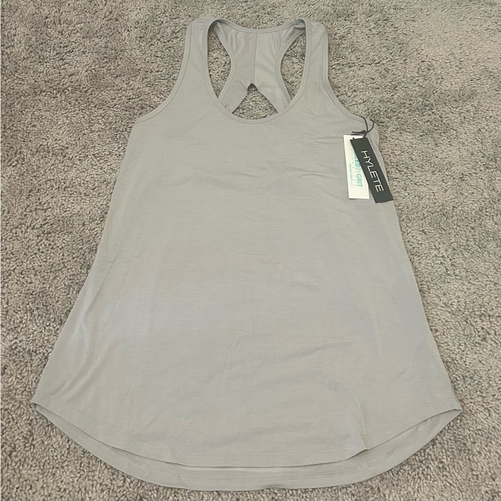 Hylete racer tank top gray small NWT